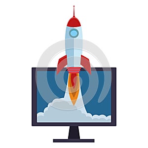 Rocket taking off cartoon