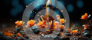 Rocket taking off from the ground