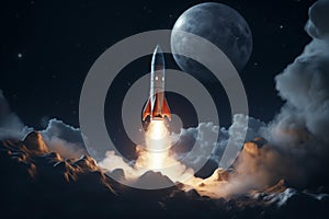 Rocket taking off moon. Generate Ai
