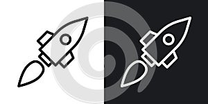 Rocket thin line vector icon set