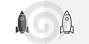 Rocket thin line vector icon set