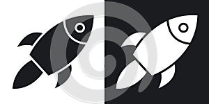 Rocket thin line vector icon set