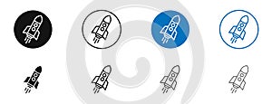 Rocket thin line vector icon set