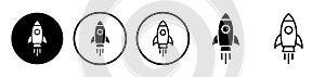 Rocket thin line vector icon set