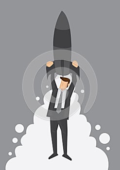 Rocket Up to the Top Metaphor Vector Illustration