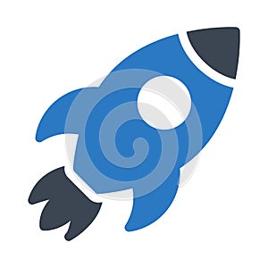 Rocket glyph color flat vector icon