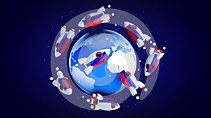 Rockets around the world - 3D Illustration