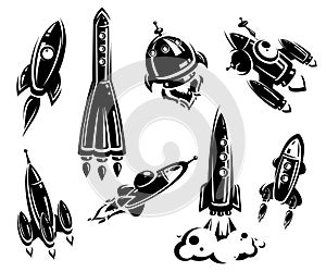 Rockets collection set. Vector