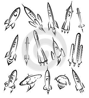 Rockets collection set. Vector