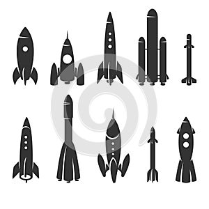 Rockets collection set. Vector photo