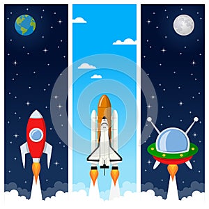 Rockets & Space Shuttle Vertical Banners