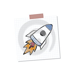 Rocketship start up note illustration