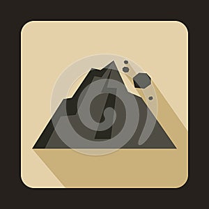 Rockfall icon in flat style