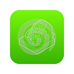 Rockfall icon green vector