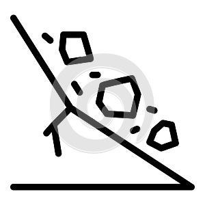 Rockfall icon, outline style