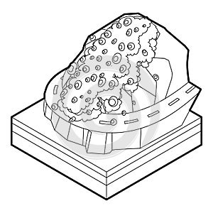 Rockfall icon in outline style photo