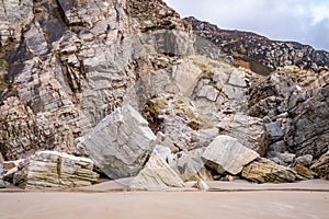 Rockfall at Maghera Beach near Ardara, County Donegal - Ireland