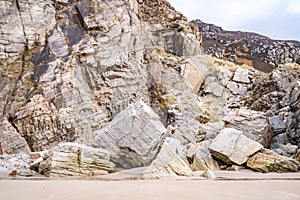 Rockfall at Maghera Beach near Ardara, County Donegal - Ireland