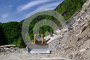 Rockfall in the mountains photo