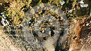 Rockfall protection netting, safety wire mesh in the mountains