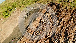 Rockfall protection netting, safety wire mesh in the mountains