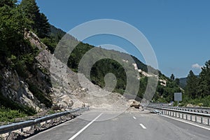 Rockfall on the road photo