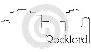 Rockford city one line drawing abstract background with cityscape