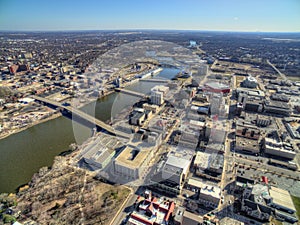 Rockford, Illinois in Early Spring Seen from above by Drone photo