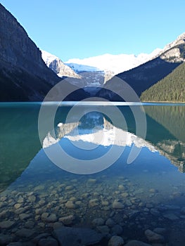 Rockie Mountain lake and reflection photo