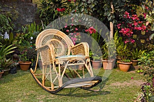 Rocking Chair Cane Furniture in garden