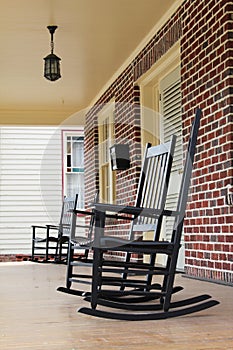 Rocking chairs on front porch in North Carolina