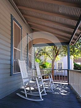 Rocking chairs on a porch