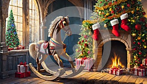 A rocking horse at Christmas