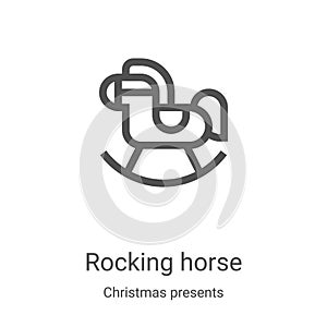 rocking horse icon vector from christmas presents collection. Thin line rocking horse outline icon vector illustration. Linear