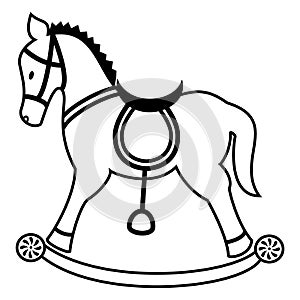 Rocking horse plain in black and white