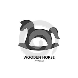 Rocking horse vector silhouette icon isolated on background. Wooden horse toy. Flat vector for web and mobile