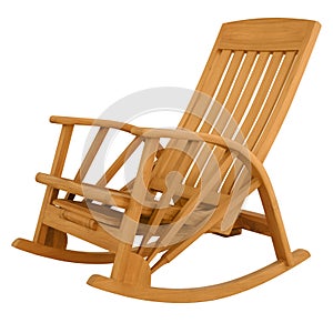 Rocking wood chair isolate is on white background with clipping
