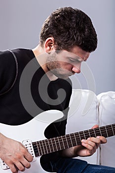 Rockman playing electric guitar