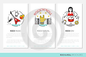 Rocknroll Business Brochure Template with Linear Thin Line Icons