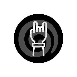 Black solid icon for Rockon Swag, rock on and band
