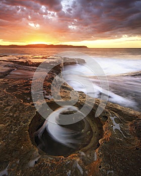 rockpool at sunrise near Pearl Beach on NSW Central Coast in australia photo