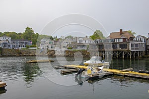 Rockport harbor in a foggy day, Massachusetts, USA