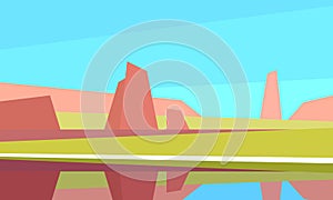 Low poly reflection in lake