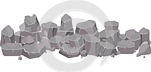 Collection of Rock stone cartoon set . Stones and rocks in flat style. Set of different boulders.