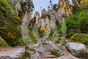 Rocks in Adrspach-Teplice Nature park in Czech photo