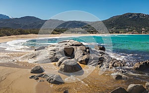 Rocks at Algajola beach in Balagne region of Corsica