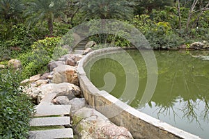 Rocks, alley and sink arranged in the park