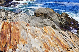 Rocks along coastline in Portland, Maine