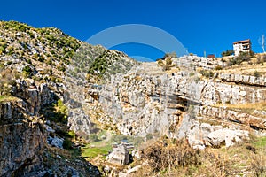 Rocks at the Baatara gorge sinkhole in Tannourine, Lebanon