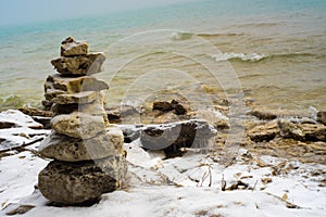 Rocks Balanced on Shoreline